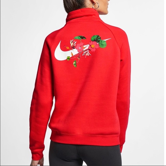 Nike Femme Rally Half Zip Floral Logo Sweatshirt